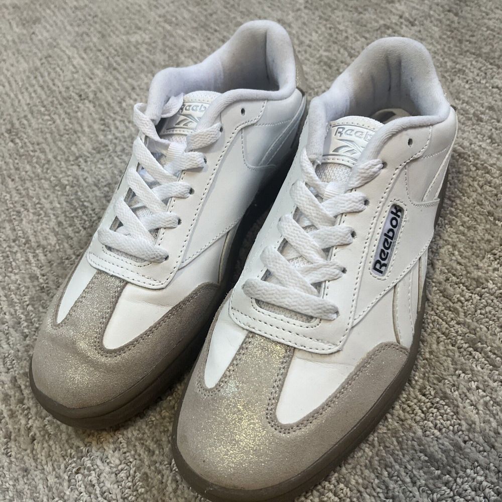 Women's Reebok Forte Lounger Ortholite White/Cream Glitter/black Size 8.5